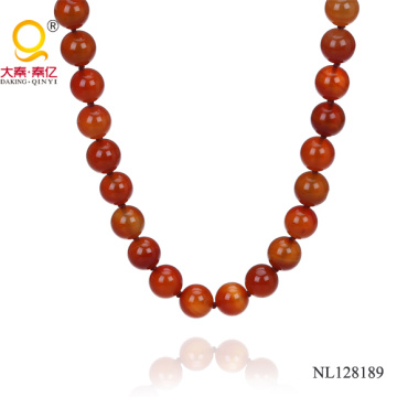 Simple New Design 16mm Red Agate Necklace Costume Jewelry